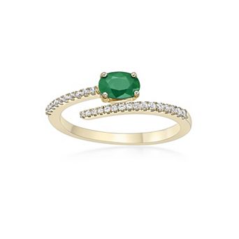 Gemminded 10k Gold Emerald & 1/8 Carat T.W. Diamond Ring