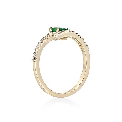 Gemminded 10k Gold Emerald & 1/8 Carat T.W. Diamond Ring
