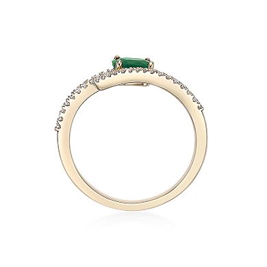 Gemminded 10k Gold Emerald & 1/8 Carat T.W. Diamond Ring