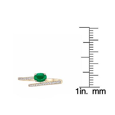 Gemminded 10k Gold Emerald & 1/8 Carat T.W. Diamond Ring
