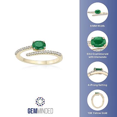 Gemminded 10k Gold Emerald & 1/8 Carat T.W. Diamond Ring