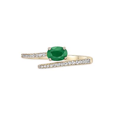 Gemminded 10k Gold Emerald & 1/8 Carat T.W. Diamond Ring