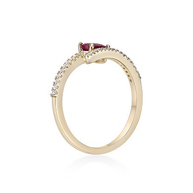 Gemminded 10k Gold Ruby & 1/8 Carat T.W. Diamond Ring