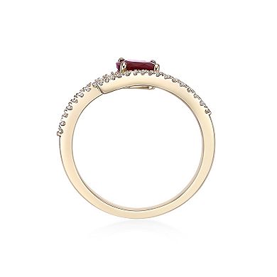 Gemminded 10k Gold Ruby & 1/8 Carat T.W. Diamond Ring