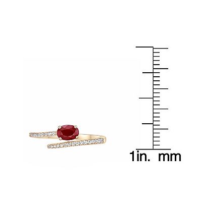 Gemminded 10k Gold Ruby & 1/8 Carat T.W. Diamond Ring