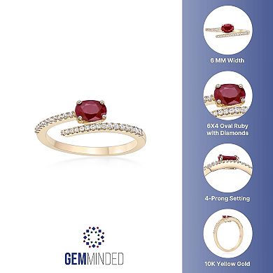 Gemminded 10k Gold Ruby & 1/8 Carat T.W. Diamond Ring