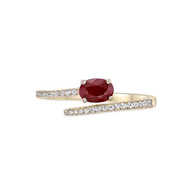 Gemminded 10k Gold Ruby & 1/8 Carat T.W. Diamond Ring