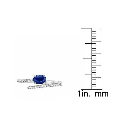 Gemminded 10k White Gold Sapphire & 1/8 Carat T.W. Diamond Ring