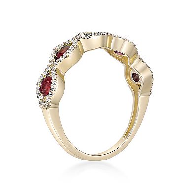 Gemminded 10k Gold Ruby & 1/4 Carat T.W. Diamond Ring