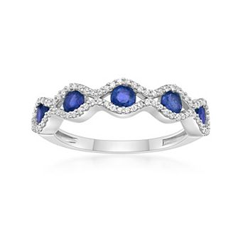 Gemminded 10k White Gold Sapphire & 1/4 Carat T.W. Diamond Ring