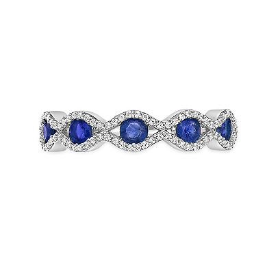 Gemminded 10k White Gold Sapphire & 1/4 Carat T.W. Diamond Ring