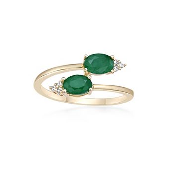 Gemminded 10k Gold Emerald & Diamond Accent Ring