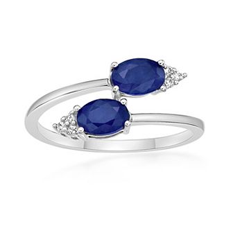 Gemminded 10k White Gold Sapphire & Diamond Accent Ring