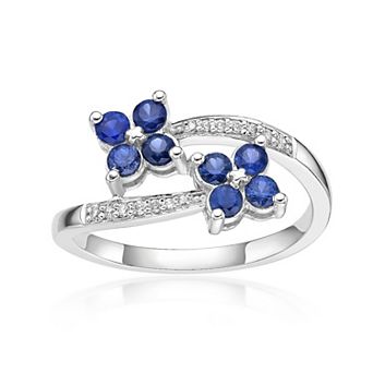Gemminded 10k White Gold Sapphire & Diamond Accent Ring