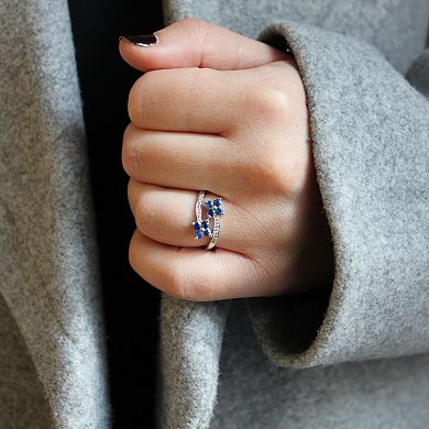 Gemminded 10k White Gold Sapphire & Diamond Accent Ring