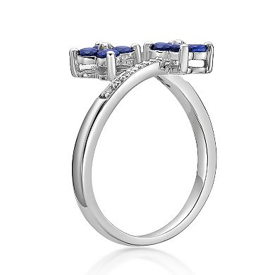 Gemminded 10k White Gold Sapphire & Diamond Accent Ring