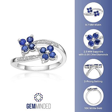 Gemminded 10k White Gold Sapphire & Diamond Accent Ring