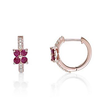 Gemminded Ruby & 1/8 Carat T.W. Diamond Earrings