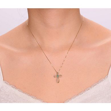 Gemminded 10k Gold Emerald & Diamond Accent Cross Pendant Necklace