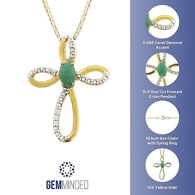 Gemminded 10k Gold Emerald & Diamond Accent Cross Pendant Necklace