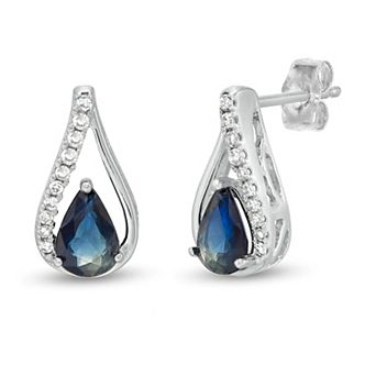 Gemminded 10k White Gold Sapphire & Diamond Accent Earrings