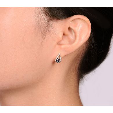 Gemminded 10k White Gold Sapphire & Diamond Accent Earrings