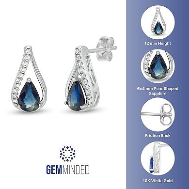 Gemminded 10k White Gold Sapphire & Diamond Accent Earrings