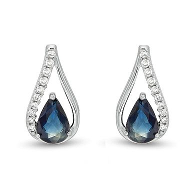 Gemminded 10k White Gold Sapphire & Diamond Accent Earrings