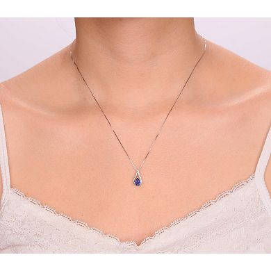 Gemminded 10k White Gold Sapphire & Diamond Accent Pendant Necklace