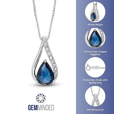 Gemminded 10k White Gold Sapphire & Diamond Accent Pendant Necklace