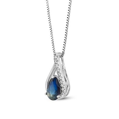 Gemminded 10k White Gold Sapphire & Diamond Accent Pendant Necklace