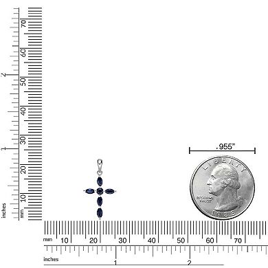 Gemminded 10k White Gold Sapphire Cross Pendant Necklace