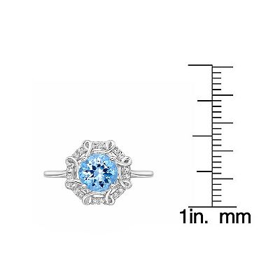 Gemminded 10k White Gold Aquamarine & 1/10 Carat T.W. Diamond Ring