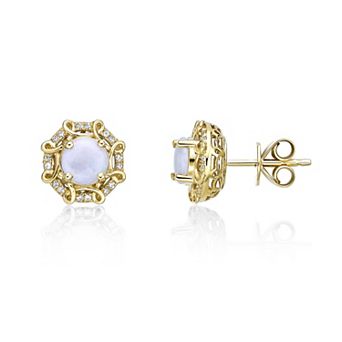 Gemminded 10k Gold Opal & 1/8 Carat T.W. Diamond Earrings