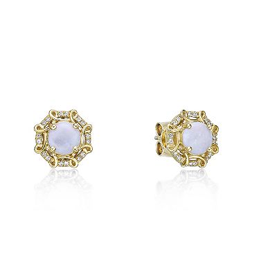 Gemminded 10k Gold Opal & 1/8 Carat T.W. Diamond Earrings