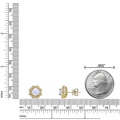 Gemminded 10k Gold Opal & 1/8 Carat T.W. Diamond Earrings
