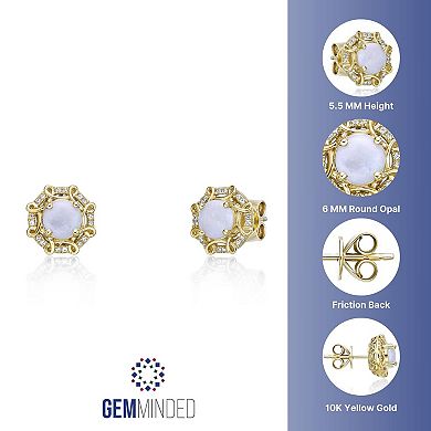 Gemminded 10k Gold Opal & 1/8 Carat T.W. Diamond Earrings