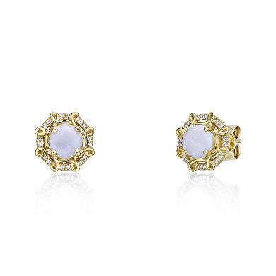 Gemminded 10k Gold Opal & 1/8 Carat T.W. Diamond Earrings