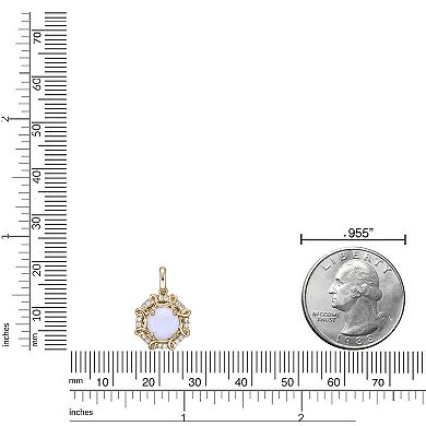 Gemminded 10k Gold Rund Opal & 1/10 Carat T.W. Diamond Pendant Necklace