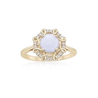 Gemminded 10k Gold Opal & 1/10 Carat T.W. Diamond Ring