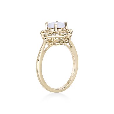 Gemminded 10k Gold Opal & 1/10 Carat T.W. Diamond Ring