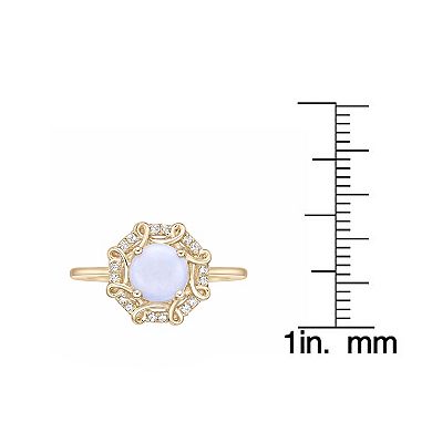 Gemminded 10k Gold Opal & 1/10 Carat T.W. Diamond Ring