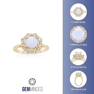 Gemminded 10k Gold Opal & 1/10 Carat T.W. Diamond Ring