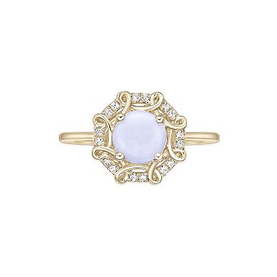 Gemminded 10k Gold Opal & 1/10 Carat T.W. Diamond Ring