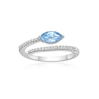 Gemminded 10k White Gold Aquamarine & 1/8 Carat T.W. Diamond Ring