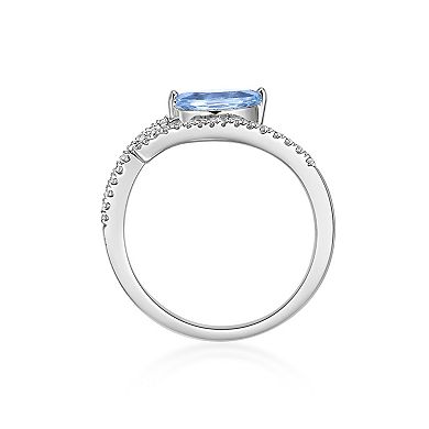 Gemminded 10k White Gold Aquamarine & 1/8 Carat T.W. Diamond Ring