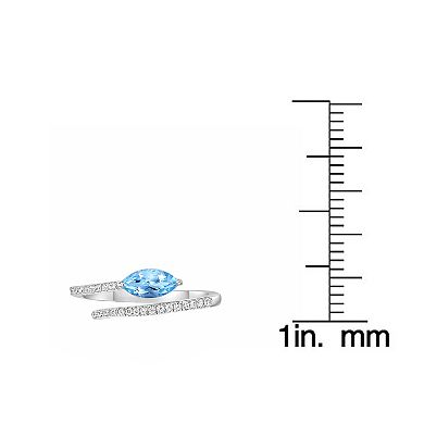 Gemminded 10k White Gold Aquamarine & 1/8 Carat T.W. Diamond Ring