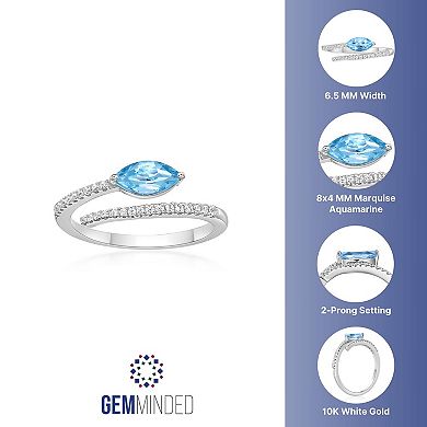 Gemminded 10k White Gold Aquamarine & 1/8 Carat T.W. Diamond Ring