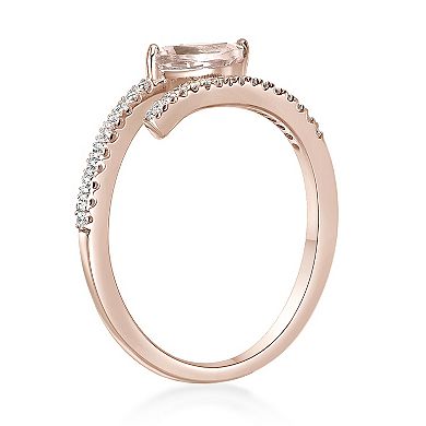 Gemminded 10k Rose Gold Morganite & 1/8 Carat T.W. Diamond Ring