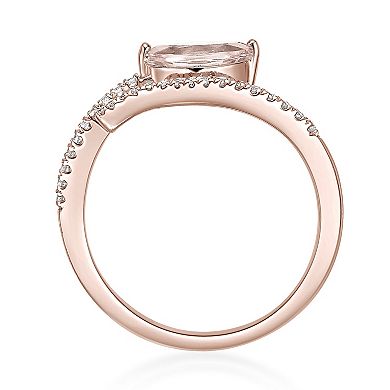 Gemminded 10k Rose Gold Morganite & 1/8 Carat T.W. Diamond Ring